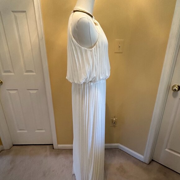 White MSK Pleated Halter Maxi Dress, Size 8 - Picture 3 of 7